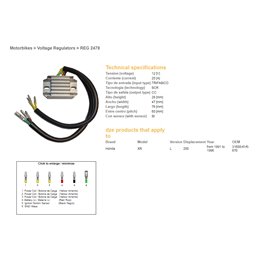 DZE, regulátor napětí, Honda XR 250L '91-'96 (31600-KV6-670) (12V/20A)