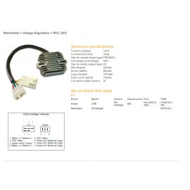 DZE, regulator napětí, Honda CBR900RR 02-03 (CBR954), VTX1800 02-08 (ESR690) (31600-MCJ-750) (SH678DA) (35A)