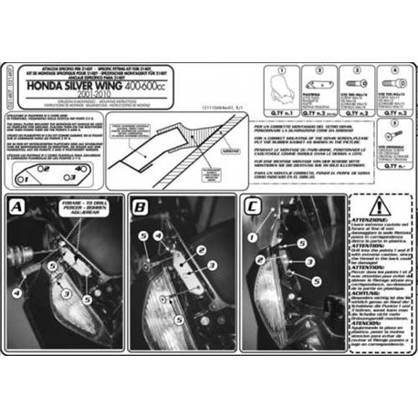 Kappa, montážní sada plexi, 214DT Honda SILVERWING 400-600Ccm (01-10)