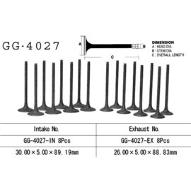 Vesrah, sací ventil, Kawasaki ZX10 '88-'90 (ZX1000B1-B3) (30,0 X 5,0 X 88,83 mm) (OEM: 12005-1107) (1ks.)