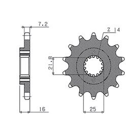 Sunstar, přední řetězové kolečko 2050 14 Ducati 796/916/944/996 (-1) (JTF740.14) (řetěz 525) (205014JT)