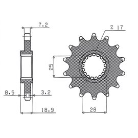 Sunstar, přední řetězové kolečko 2078 17 BMW F 650/700/800 GS (JTF704.17) (řetěz 525) (207817JT)