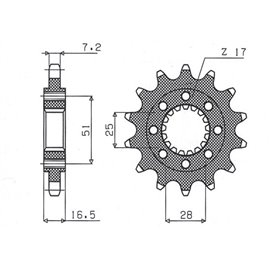 Sunstar, přední řetězové kolečko 2147 17 KTM 950/990/1190 '06-'13 (JTF1904.17) (řetěz 525) (214717JT)