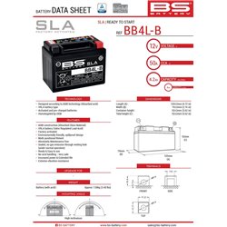 BS, akumulátor BB4L-B (FA) (YB4L-B) 12V 4AH 120X70X92, bezúdržbový - naplněný (50A) (8)