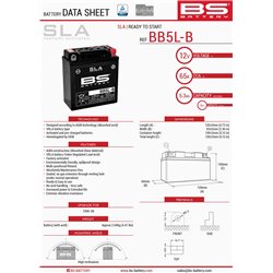 BS, akumulátor BB5L-B (FA) (YB5L-B) (12N5-3B) 12V 5AH 120X60X130, bezúdržbový - naplněný (65A) (6)