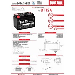 BS, akumulátor BT12A (FA) (YT12A-BS, YT12A) 152X88X106 12V 10AH, bezúdržbový - naplněný (175A) (4)