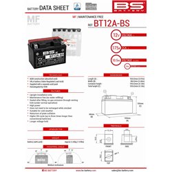 BS, akumulátor BT12A-BS (YT12A-BS) 152X88X106 12V 10AH, bezúdržbový - elektrolyt samostatně (175A) (4) UE2019/1148