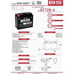 BS, akumulátor BT12B-4 (FA) (YT12B-4) 151X70X130 12V 10AH, bezúdržbový - naplněný (175A) (4)