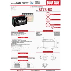 BS, akumulátor BT7B-BS (YT7B-BS) 12V 6,5AH 150X65X93, bezúdržbový - elektrolyt samostatně (85A) (8) UE2019/1148