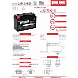 BS, akumulátor BT9B-4 (FA) (YT9B-4) 12V 8AH 150X69X105, bezúdržbový - naplněný (115A) (6)